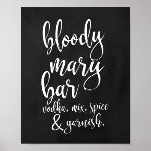 Poster Letreiro de Casamento Bloody Mary Bar 8x10