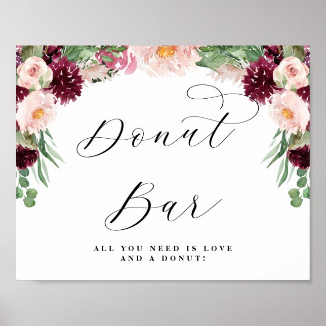 Poster Letreiro de Casamento com Caligrafia Adore Floral  (Frente)