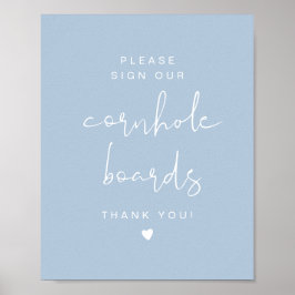 Poster Letreiro de Casamento Cornhole Azul Pastel LEAH