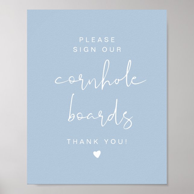 Poster Letreiro de Casamento Cornhole Azul Pastel LEAH (Frente)