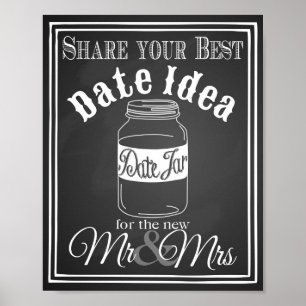Póster Letreiro de casamento "Data jar livro de visitas"