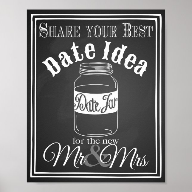 Póster Letreiro de casamento "Data jar livro de visitas"  (Frente)