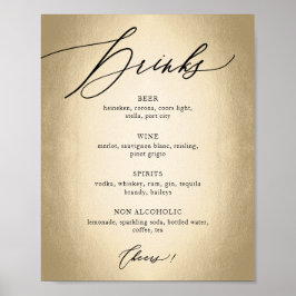 Poster Letreiro de Casamento de Caligrafia para Bebidas e