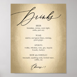 Poster Letreiro de Casamento de Caligrafia para Bebidas e