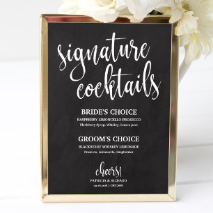 Poster Letreiro de Casamento de Drinks Especiais em Quadr