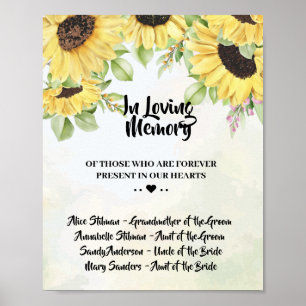 Poster Letreiro de Casamento Girassóis Em Memória Carinho