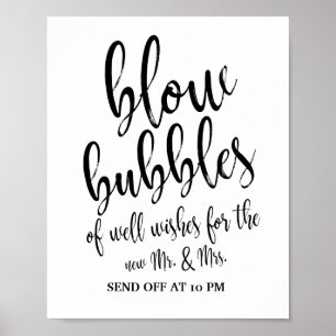 Póster Letreiro de Casamento Preto e Branco 8x10 Bolhas d
