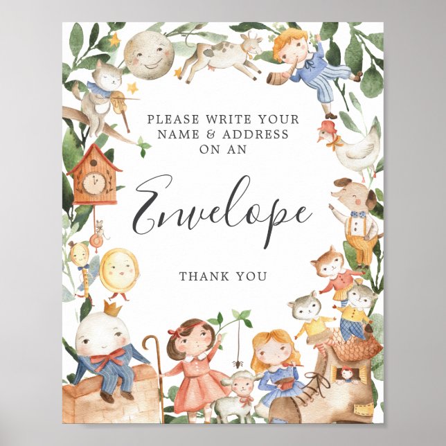 Poster Letreiro de Endereço para Envelope de Chá de Bebê  (Frente)