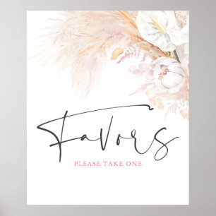 Poster Letreiro de Favor Floral de Grama das Pampas