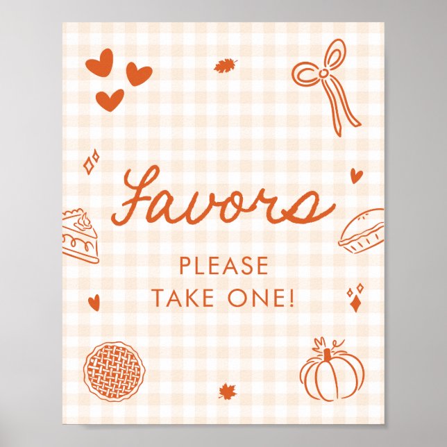Poster Letreiro de Favores de Torta de Laranja de Gingham (Frente)