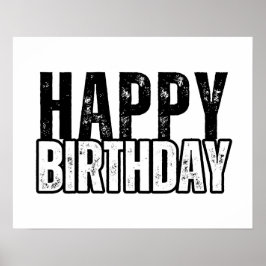 Poster Letreiro de Feliz Aniversário em estilo retrô, Car