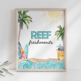 Poster Letreiro de Festa de Bebidas Reef Freshments