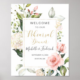 Poster Letreiro de Jantar de Ensaios Floral em Aquarela