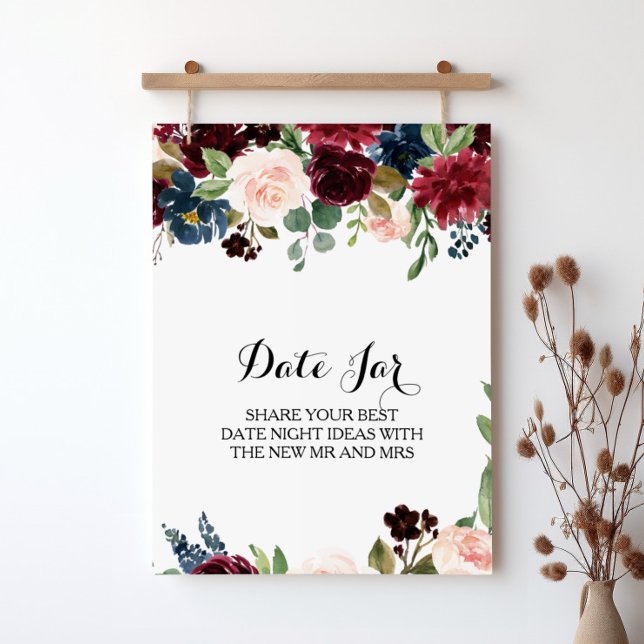 Poster Letreiro de Jarra de Data Burgundy Dazzling Rustic (Criador carregado)
