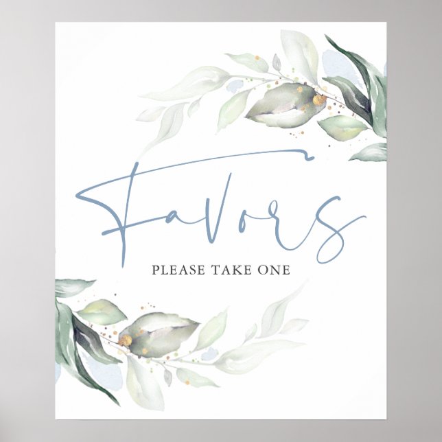 Poster Letreiro de Lembranças em Azul Desbotado, Folhas V (Frente)