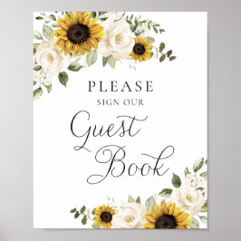 Poster Letreiro de Livro de Visitas de Casamento Floral V