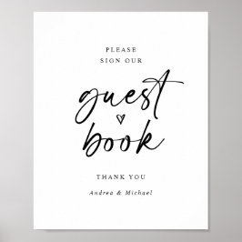 Poster Letreiro de Livro de Visitas de Casamento Moderno