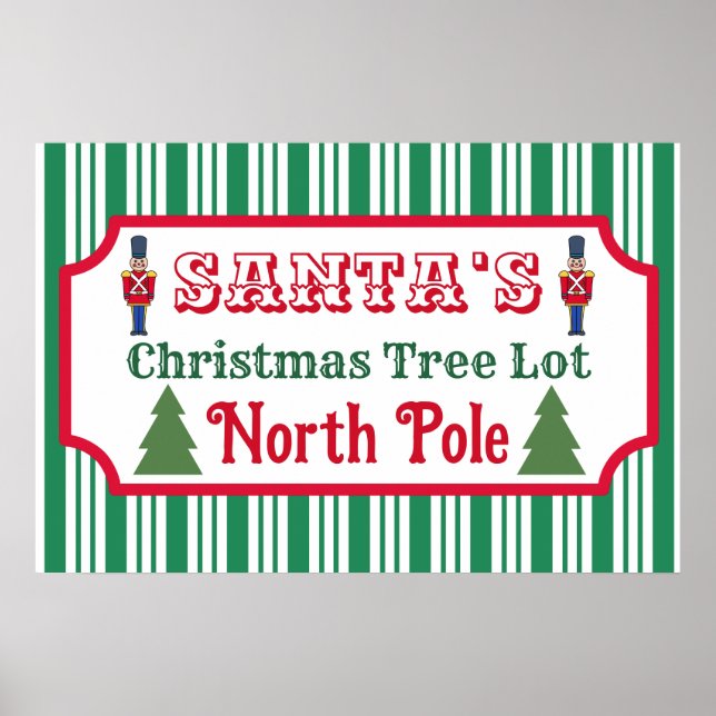 Poster Letreiro de lote de árvore de Natal retrô do Papai (Frente)