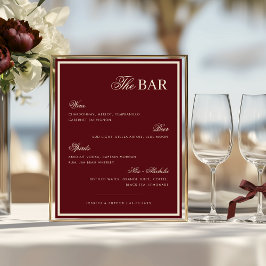 Poster Letreiro de Menu de Bebidas Burgundy & Ivory The W