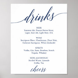 Poster Letreiro de Menu de Bebidas de Casamento com Calig