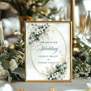 Poster Letreiro de Mesa de Casamento Bohemian Greenery Go