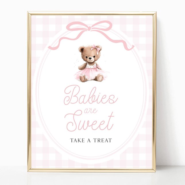 Poster Letreiro de Mesa de Doces para Chá de Bebê Urso Te (Criador carregado)