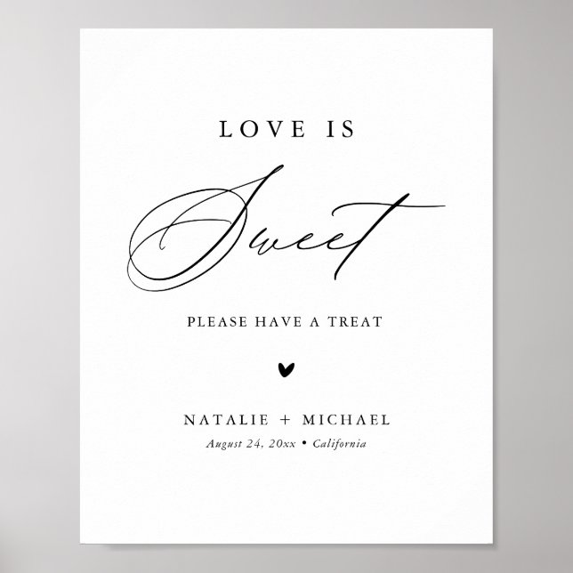 Poster Letreiro de Mesa de Sobremesa Doce de Amor Caligrá (Frente)