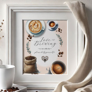 Poster Letreiro de Mesa do Café Amor está Fermentando