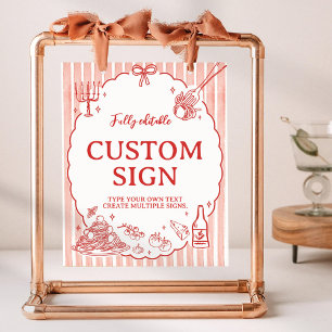 Poster Letreiro de Mesa para Festa de Aniversário Italian