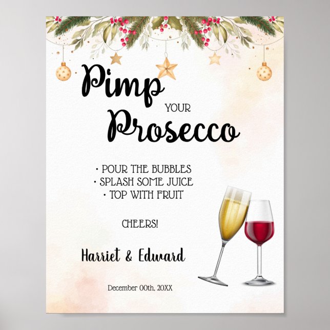 Poster Letreiro de Natal Pimp your Prosecco Casamento (Frente)