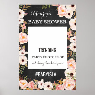 Póster Letreiro de Propaganda com Hashtag para Chá de Beb