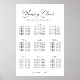 Poster Letreiro de Quadro de Assentos de Casamento Minima