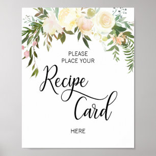 Poster Letreiro de Receita para Chá de Noiva Floral Rosa 