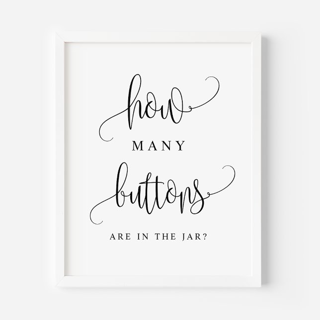 Poster Letreiro de Script Preto Quantos Botões Estão no P (Criador carregado)
