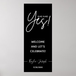Poster Letreiro de Sim preto Bandeira Ela disse Sim Carta