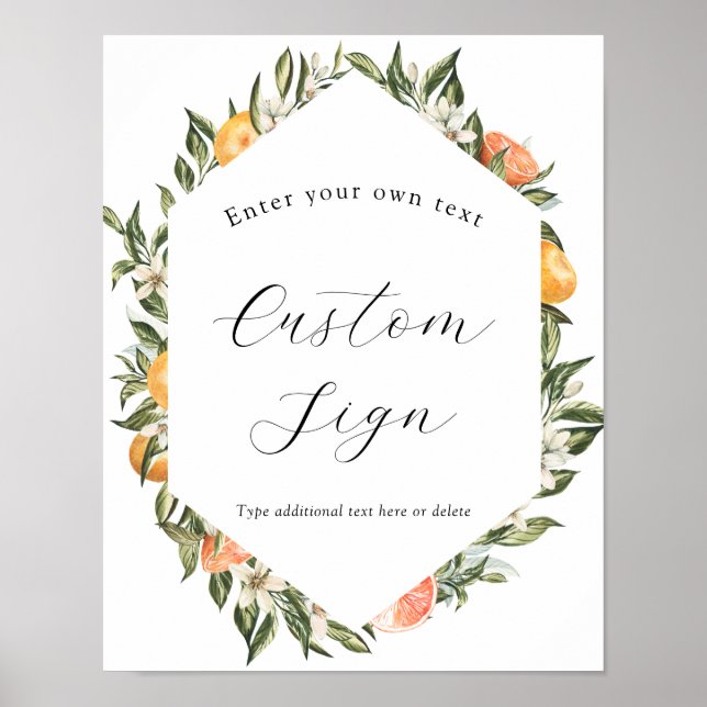 Poster Letreiro de Texto Personalizado de Laranjas Clemen (Frente)