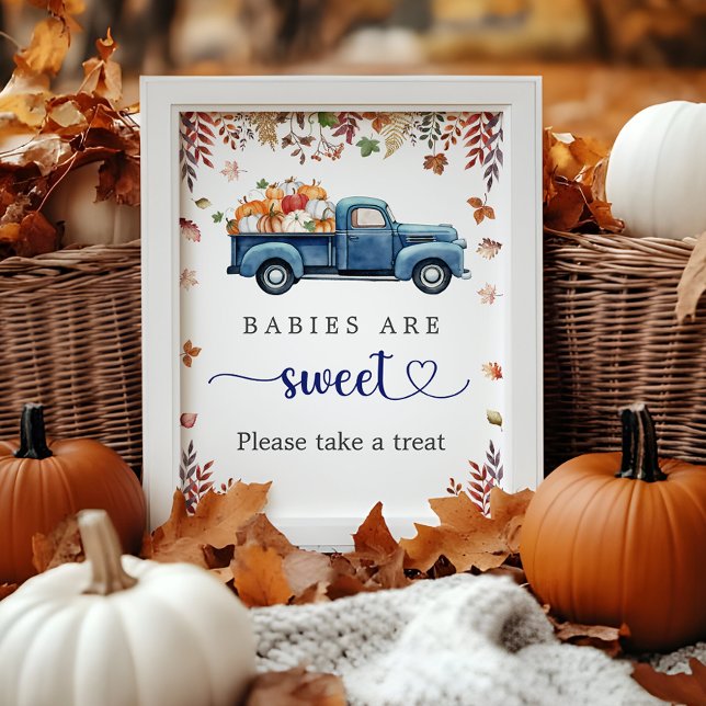Poster Letreiro de Tratamento para Chuvinha de Bebê Peque (Little Pumpkin Baby Shower Treat Sign)