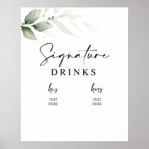 Poster letreiro de verde para Drinks Signature