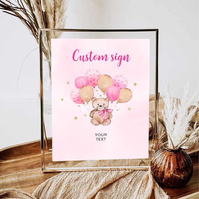 Poster Letreiro Personalizado de Urso de Pelúcia (Criador carregado)