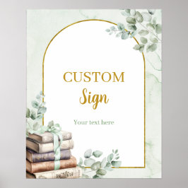 Poster Letreiro Personalizado Greenery Sage Storybook
