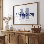 Poster Letreiro Personalizado Nome da Família Azul Ideia<br><div class="desc">Concebido por Toni, este pôster/impressão personalizado com o nome da família em acabamento fosco combina elegância atemporal com charme pessoal. Com uma inicial sutil do seu apelido, este letreiro serve como uma peça de destaque para qualquer casa. Quer seja exibido em entradas, salas de estar ou escritórios, adiciona um toque...</div>