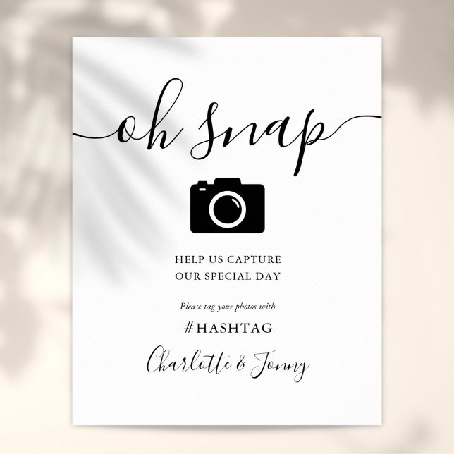 Poster Letreiro Preto e Branco Oh Snap Assinatura (Black And White Signature Script Oh Snap Sign)