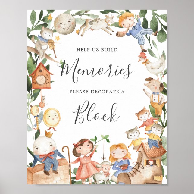 Poster Letreiros de Bloco para Decorar Chá de Bebê com Ri (Frente)