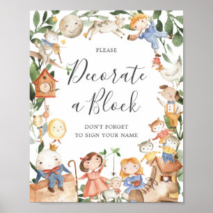 Poster Letreiros de Bloco para Decorar Chás de Bebê com R