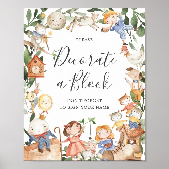 Poster Letreiros de Bloco para Decorar Chás de Bebê com R (Frente)