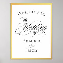 Poster Letreiros de Boas-Vindas de Casamento com Floreios