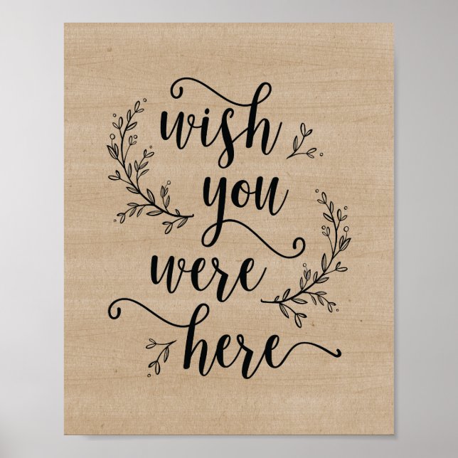 Poster Letrero de casamento Rustic Vines Desejamos que es (Frente)