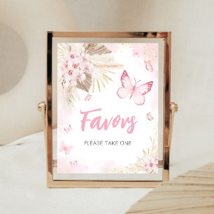 Poster Letrero de Favores para Baby Shower de Borboleta R