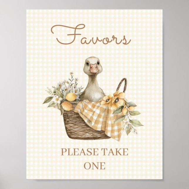 Poster Letrero de Favoritos para Chá de Bebê do Limão Sil (Frente)