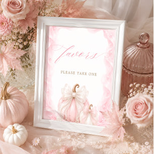 Poster Letrero de Mesa para Favors de Chás de Bebê Rosa P